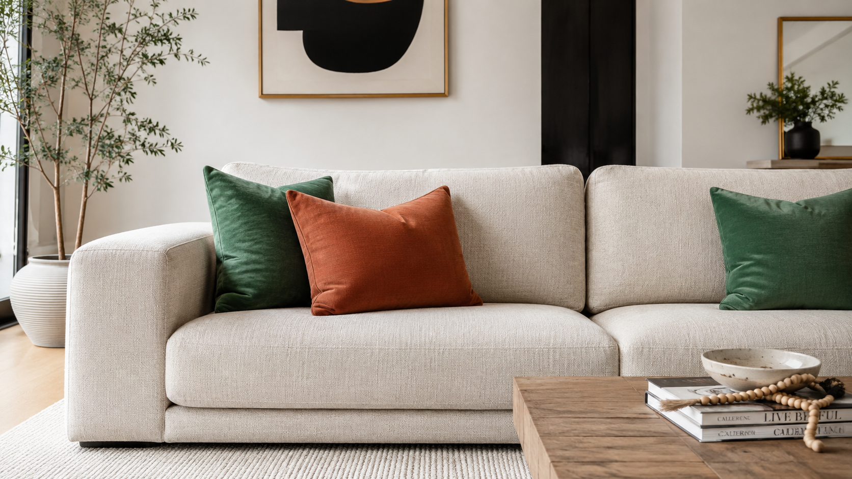 Jade and Terracotta Throw Pillows Mix